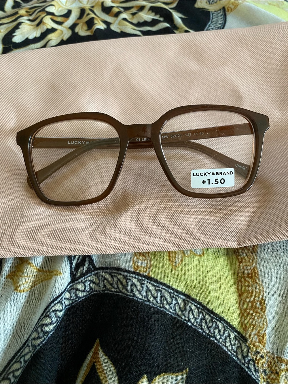 Lucky Brand Shiny Brown Oversized Readers +1.5 NWT